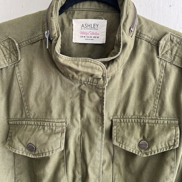 Womans Ashley By 26 International Utility Collection Green Medium Utility Jacket - Picture 2 of 5